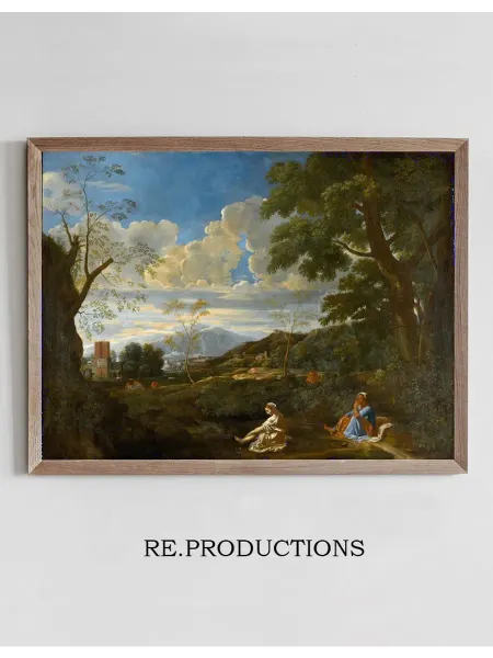 Re.productions Постер Paysage avec la femme qui se lave - Nicolas Poussin