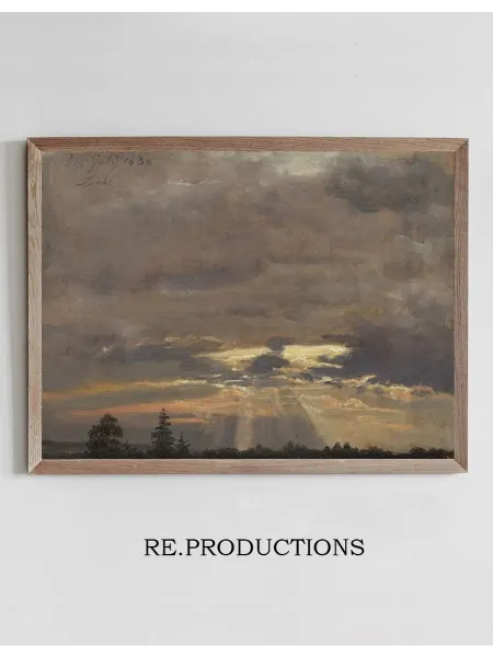 Re.productions Постер Cloud Study with Sunbeams - Johan Christian Dahl
