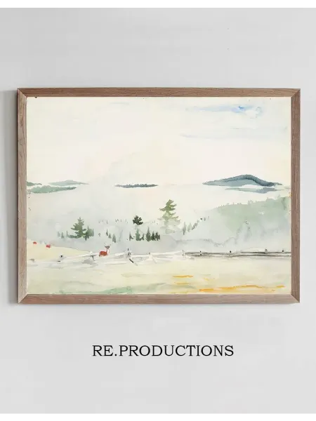 Re.productions Постер Landscape with Deer in a Morning - Winslow Homer