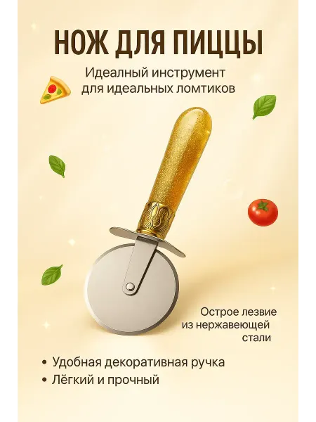KasTrio Кухонный нож-ролик для пиццы