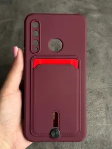Чехол на HONOR 10i карман бордовый с карманом для карт
