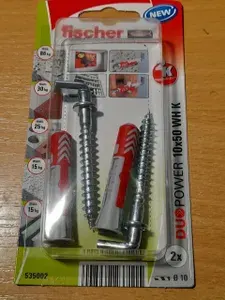 Дюбель универсальный fischer DuoPower 10x50 с крюком (2 шт.)