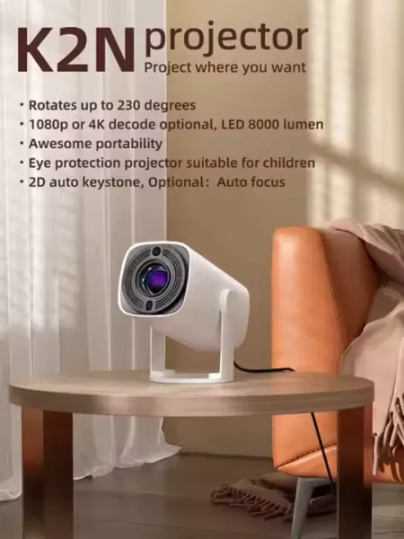 Смарт проектор для домашнего кинотеатра, 4K, Wi-Fi, Android 11, портативный