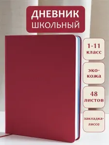 Дневник школьный AXLER, 5 11 класс для мальчика и девочки, бордовый однотонный, экокожа