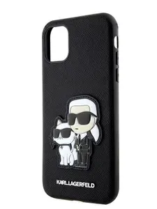 Чехол Karl Lagerfeld PU Saffiano на Apple iPhone 11 / для Айфон 11 из экокожи, с защитой камеры, с нашивкой NFT Karl & Choupette, черный