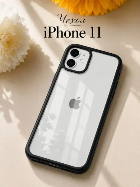 Мобимания Чехол iPhone 11 прозрачный с черной окантовкой