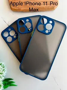 Чехол для iphone 11 pro max / айфон 11 про макс, синий, прозрачный, защита камеры