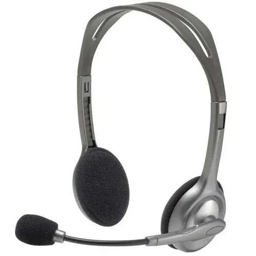Logitech Stereo H 110 3.5 мм Игровые проводные наушники, с микрофоном, серебристые