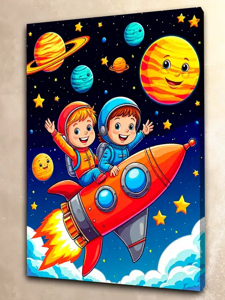 KartRin Art Картина по номерам Космос Ракета Планеты 40x50