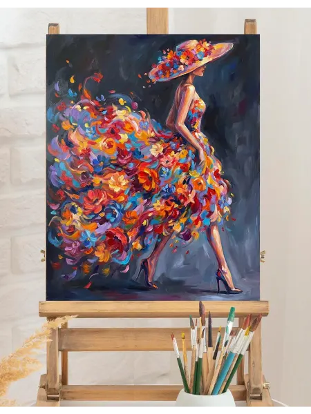 Art on Canvas Красное платье Картина по номерам на холсте 40х50 см