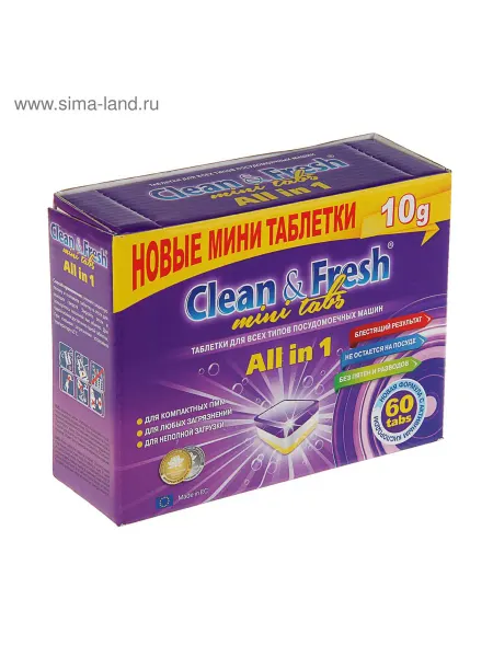 Clean & Fresh Таблетки для посудомоечных машин Clean&Fresh All in1 mini ta