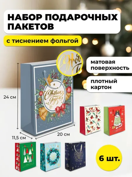 Regalissimi Пакет подарочный новогодний маленький 6 шт