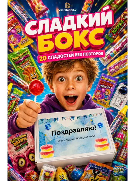 VKUSNODAY Сладкий бокс с необычными сладостями в подарочной коробке