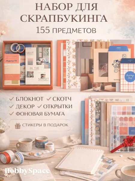 HobbySpace Набор для скрапбукинга с блокнотом
