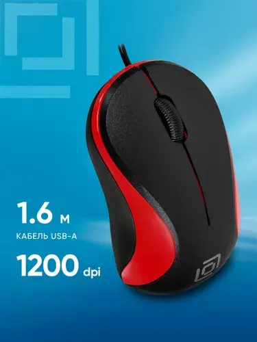Мышь Оклик 115S черный/красный оптическая (1200dpi) USB для ноутбука (2but)