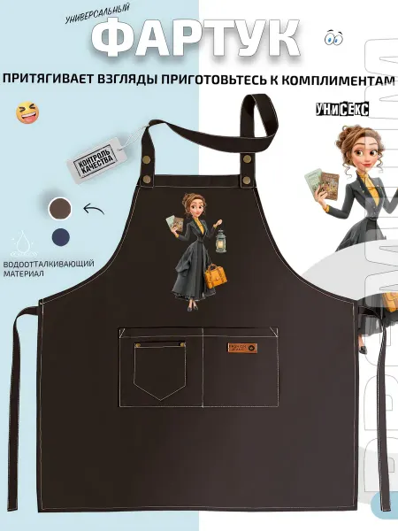 FashionJeans Фартук девушка с книгами и керосиновой лампой