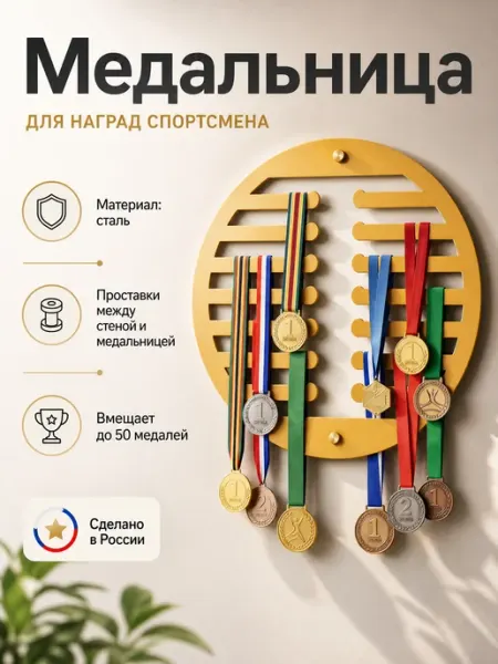 HOMIEST Вешалка для медалей "Круг" золотой металл