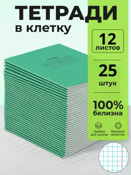 Бумажная фабрика "Гознак" Тетради в клетку 12 листов 25 шт
