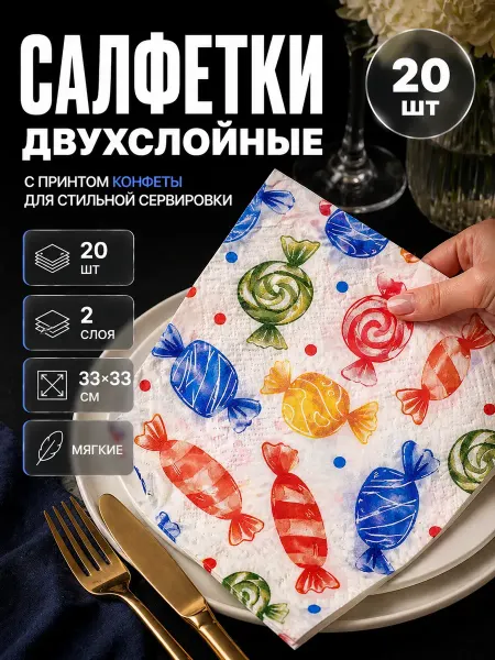 TOSUM Салфетки бумажные праздничные детские большие