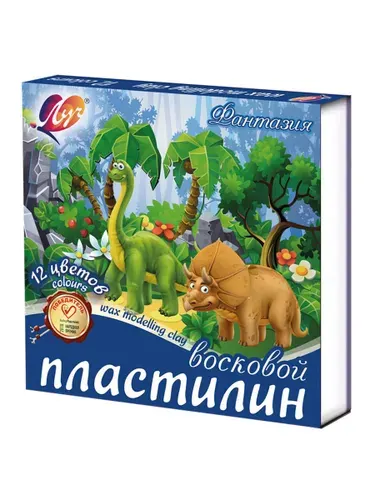 Пластилин для детского творчества Луч "Фантазия", 12 цветов, на восковой основе, со стеком, в картонной упаковке, 210 гр