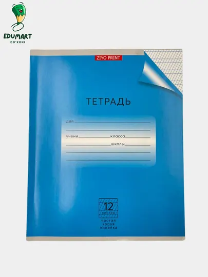 Тетрадь частая косая линия, 5 штук, 12 листов в картонной обложке