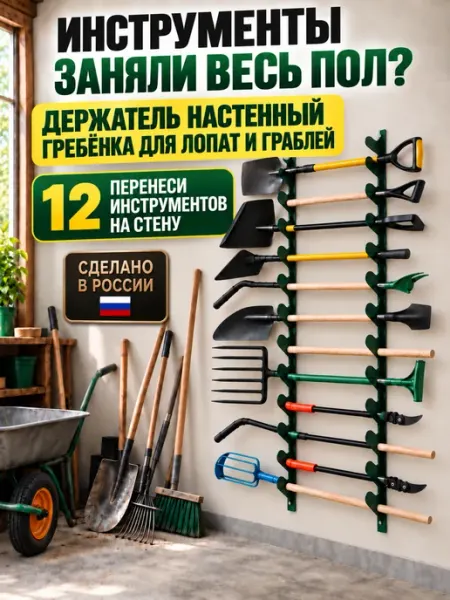 МС-Про Держатель для садового инвентаря настенный 12 мест