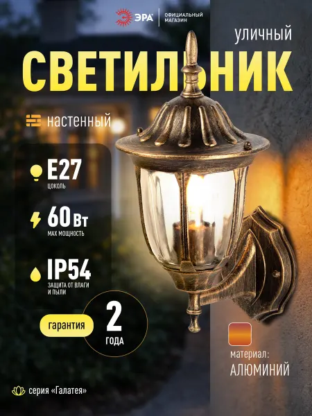 ЭРА Светильник фонарь настенный садовый уличный Е27