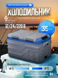 Автохолодильник Alpicool NLS35 компрессорный переносной / Морозильник Алпикул автомобильный объемом 35 л 12/24/220 Вольт / Для дачи и путешествий