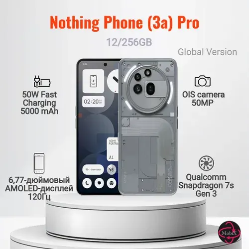 Nothing Смартфон Phone (3a) Pro EU 12/256 ГБ, Nano-SIM, eSIM, серый