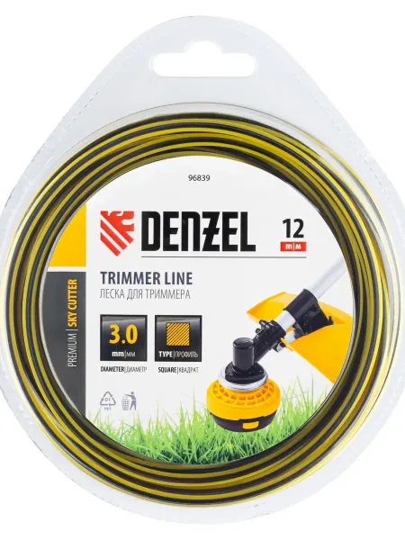 DENZEL Леска для триммера квадратная 3 мм x 12 м 96839