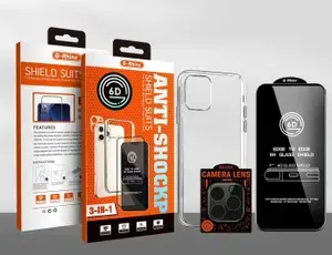 Комплект 3в1 G-Rhino на iPhone 12 Pro. Защитное стекло на экран + противоударный силиконовый чехол + защитное стекло на камеру