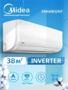 Сплит-система инвертор 12 Midea Paramount MSAG1-12N8C2U-I/MSAG1-12N8C2U-O кондиционер, мощный inverter настенный, Глянцевый, завод производитель MIDEA, компрессор GMCC Toshiba до 35 кв.м.