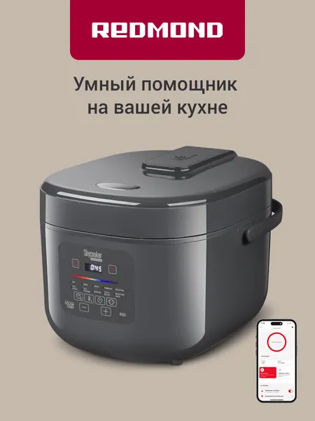 Умная мультиварка REDMOND MC100S, 12 программ, сенсорная панель управления, чаша 5 литров