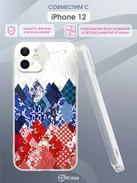 Kcase Чехол на Apple iPhone 12 с принтом Лоскутный узор