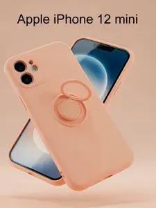Силиконовый чехол для Apple iPhone 12 mini, с кольцом, Soft Touch, пудровый