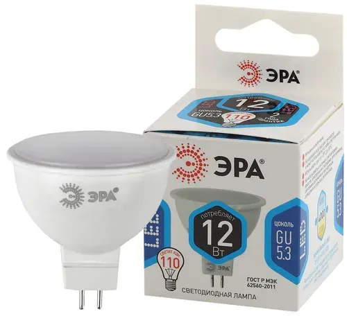 ЭРА Cветодиодная лампа LED MR16-12W-840-GU10 софиты, 12Вт, G