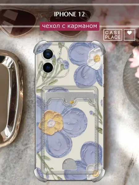 Case Place Чехол на iPhone 12 с картой с цветочками