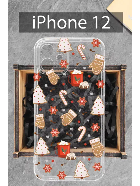 COVERGOOD Чехол на iPhone 12 с принтом Новогодний