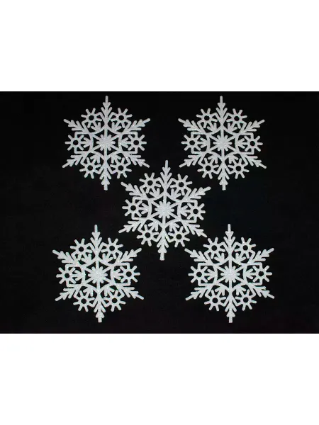 Happy new year Ёлочная игрушка Снежинка с блестками 12см - 5 шт
