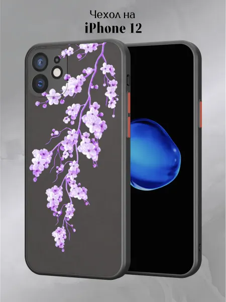 Slow Hold Чехол бампер на iPhone 12 с сакурой