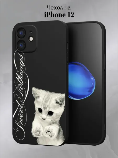 Slow Hold Чехол на iPhone 12 с котиком y2k