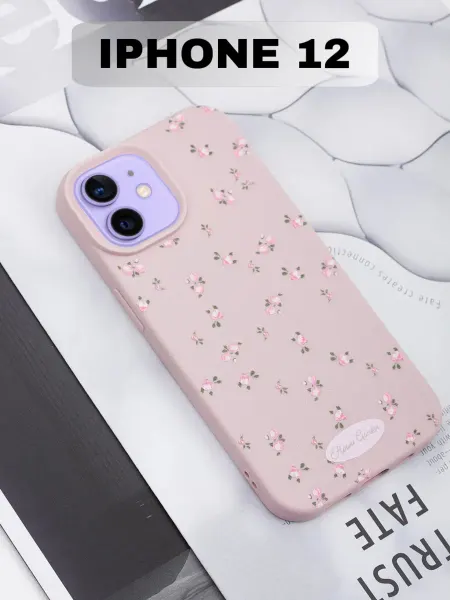 Чехол на iphone 12 силиконовый с принтом противоударный