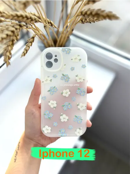 Let me out Чехол на iphone 12 с принтом силиконовый защитный с цветами