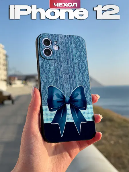PBl store Чехол на iPhone 12 с принтом Синий бант
