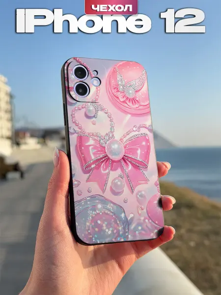 PBl store Чехол на iPhone 12 с принтом Бантик