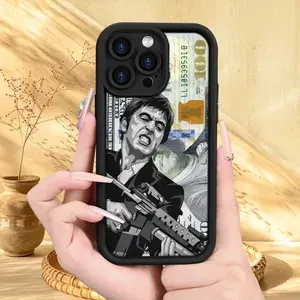 Чехол на Редми 12 / REDMI 12 черный с принтом Гангстерский доллар СкарFEйс противоударный