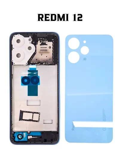 Корпус Redmi 12 комплект перед зад, сим лоток и стекло камеры в сборе