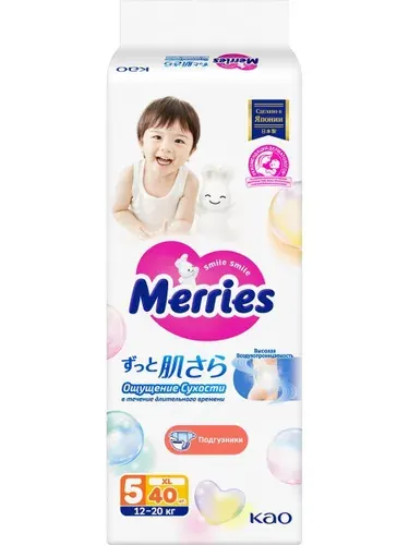 Merries Подгузники для детей 12-20кг размер XL, 40шт