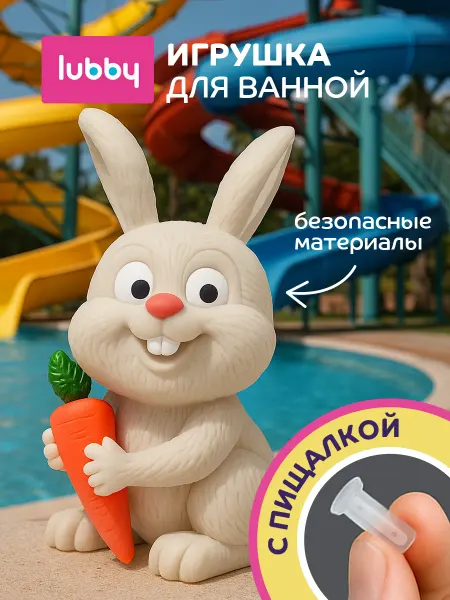 LUBBY Резиновая игрушка для ванной Зайчик 12+