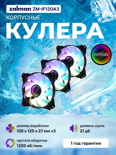 Комплект корпусных вентиляторов Zalman Infinity Mirror ZM-IF120A3 ARGB, 3 x 120 мм